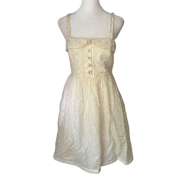 Maeve Anthropologie cream & gold polka dot sleeveless midi dress size 4 - Picture 1 of 14